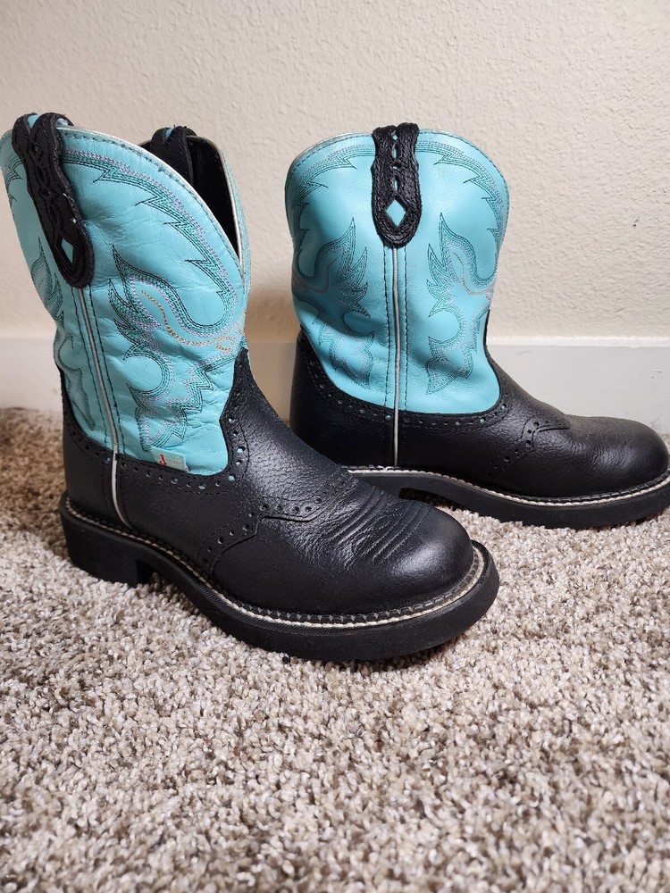 Justin Gypsy Gemma L9905 Size 7B Black Turquoise Western Boots Preowned