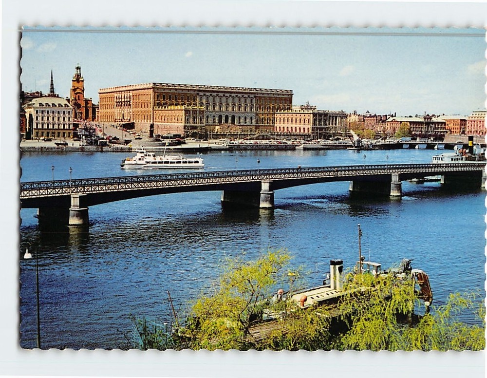 Postcard Royal Palace & Bridge to Skeppsholmen Stockholm Sweden