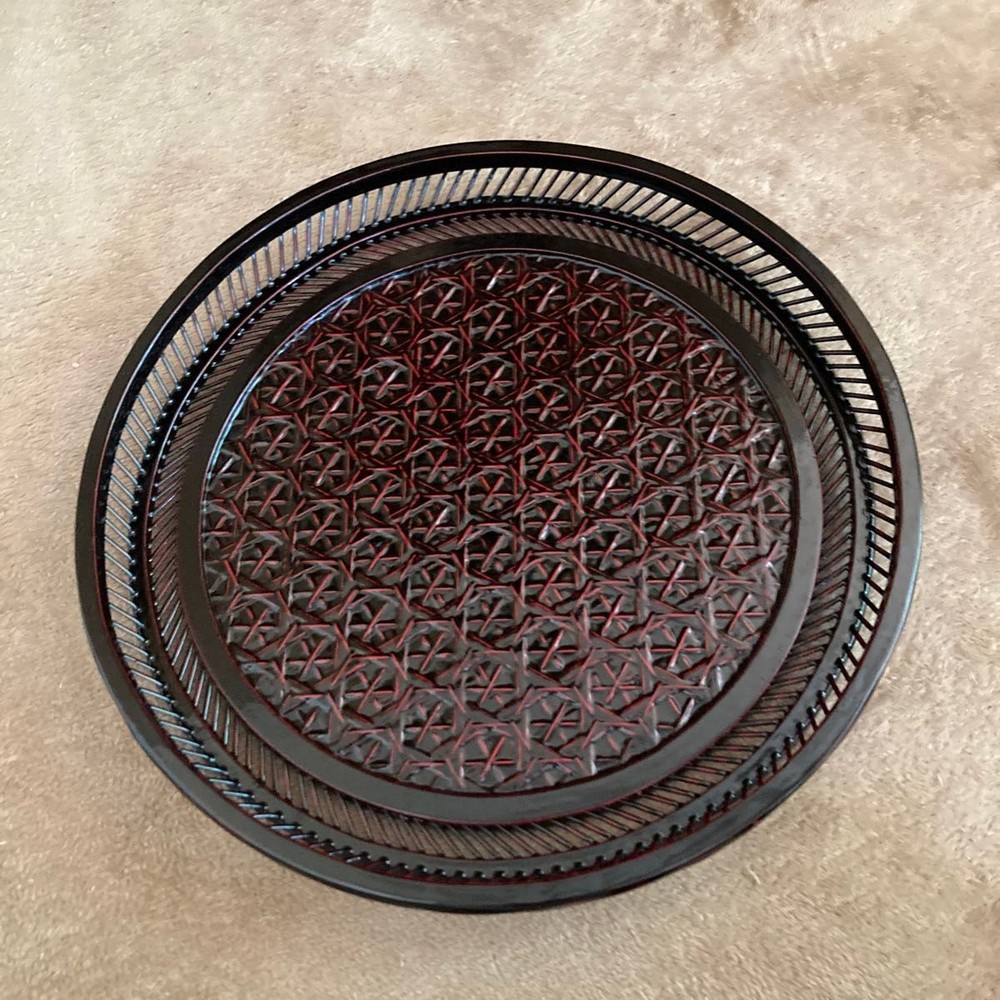 Round Lacquerware Tea Tray Traditional Craft Sweets Tray Japanese Tableware