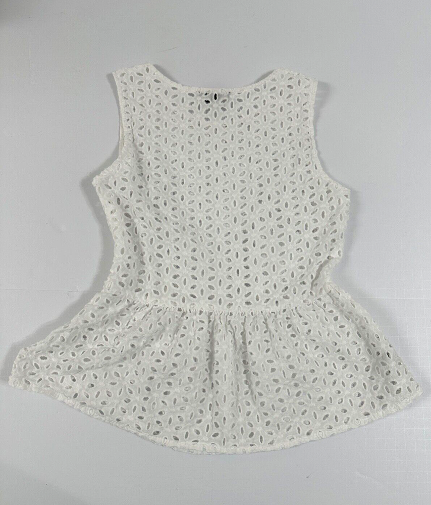 Forever 21 Women Peplum Top Sleeveless Eyelet 100% Cotton White size M