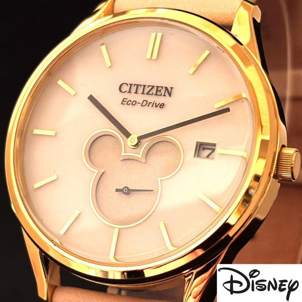 CITIZEN Disney Mickey Mouse Eco-Drive Unisex Wristwatch Beige Gold 40mm