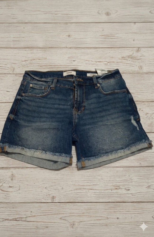 Kensie Jeans The Short Blue Denim Cuffed Stretch Shorts Size 4/27