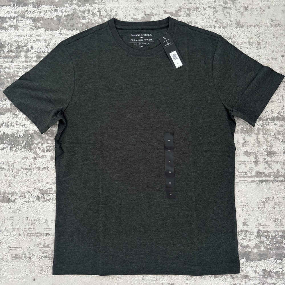 Banana Republic Men's Charcoal Crew Neck Premium Wash T-Shirt Size M