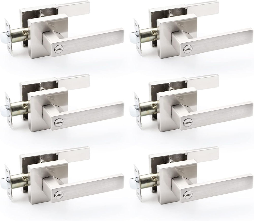 Commercial/Residential Satin Nickel Privacy Door Handles Locks for Bathroom Bedr