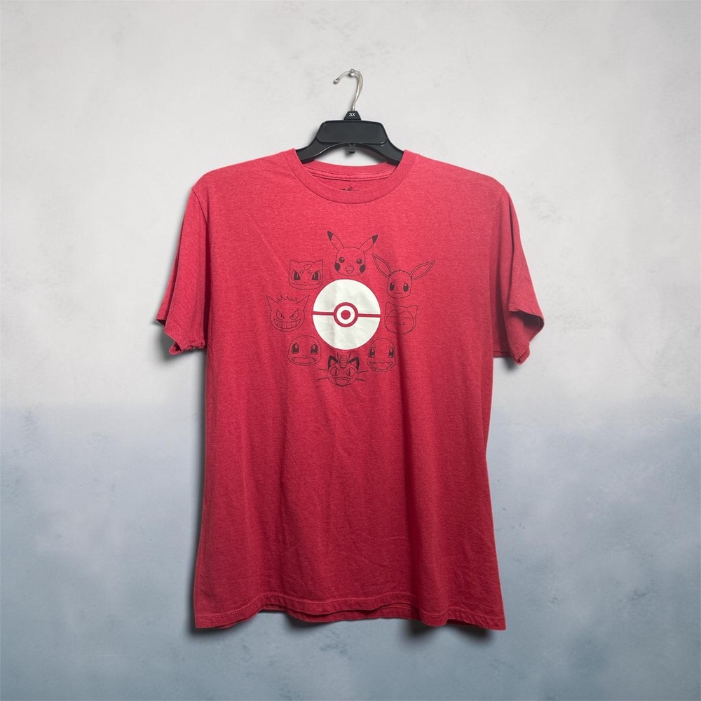 Pokémon Pikachu Eevee Poké Ball Graphic T Shirt Men’s Large Red Nintendo Gamer