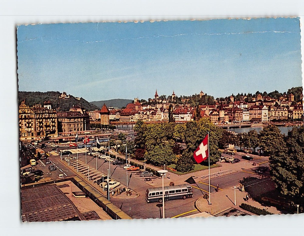 Postcard Bahnhofplatz Lucerne Switzerland