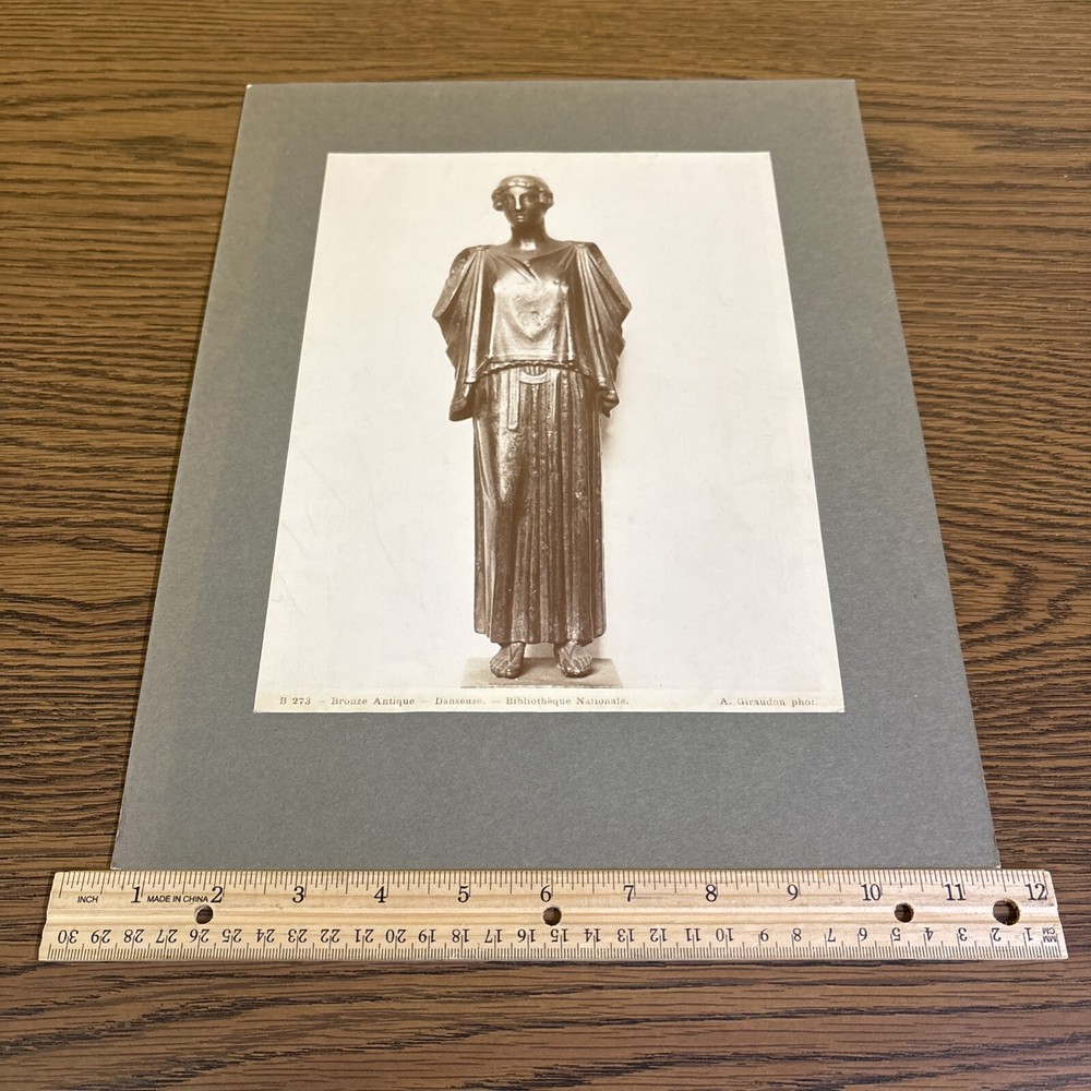 Vintage Bronze Dancer Roman Copy of Greek Sculpture Mounted Photo Paris Library