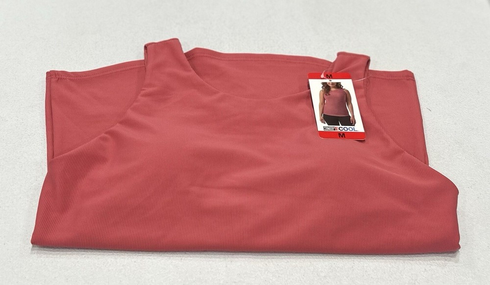 32 Degrees Women's Soft Ribbed Built-In Bra Top in Slate Rose, Size M