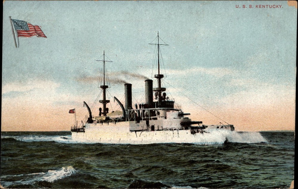 USS Kentucky Battleship vintage postcard US Navy e710