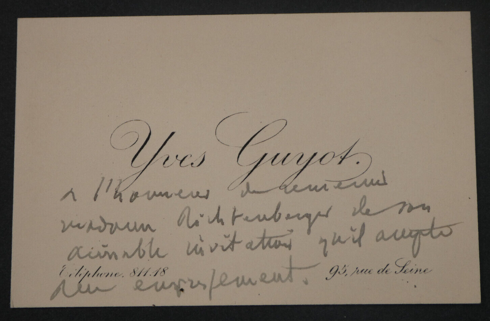 Yves GUYOT, politician - AUTOGRAPH BUSINESS CARD