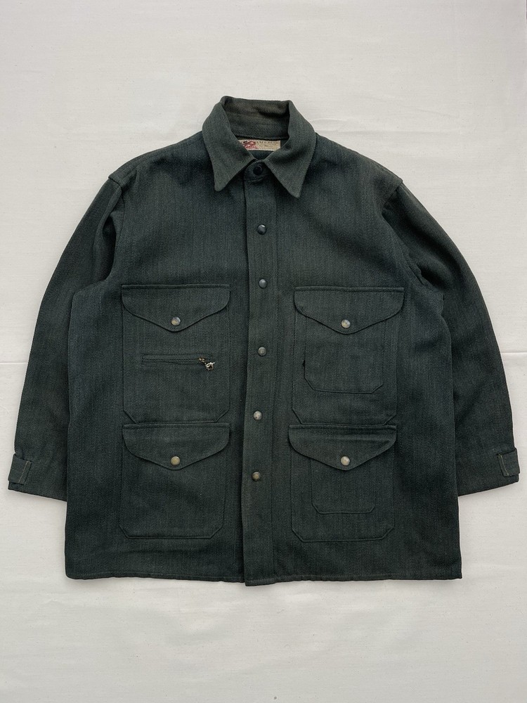 Vintage 50s Black Bear Brand Whipcord Wool Cruiser Mackinaw Hunting Jacket