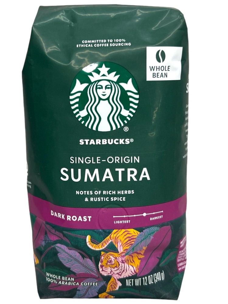 Starbucks Sumatra Dark Roast Whole Bean Coffee 12 oz