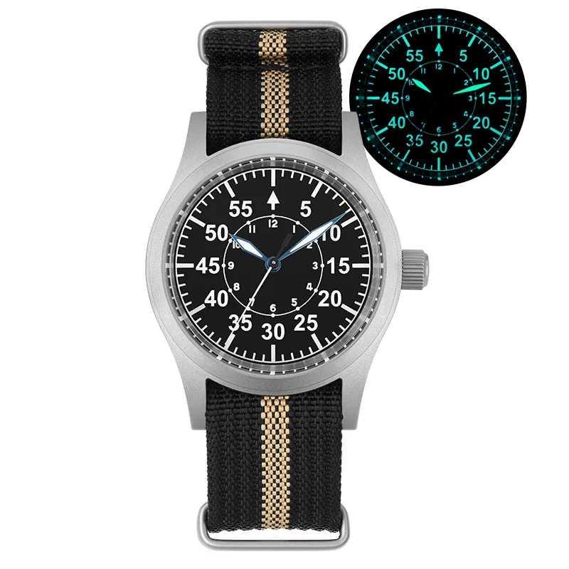 New 38Mm Watch Quartz Movement Field Watches Domed Sapphire Crystal Wristwatch