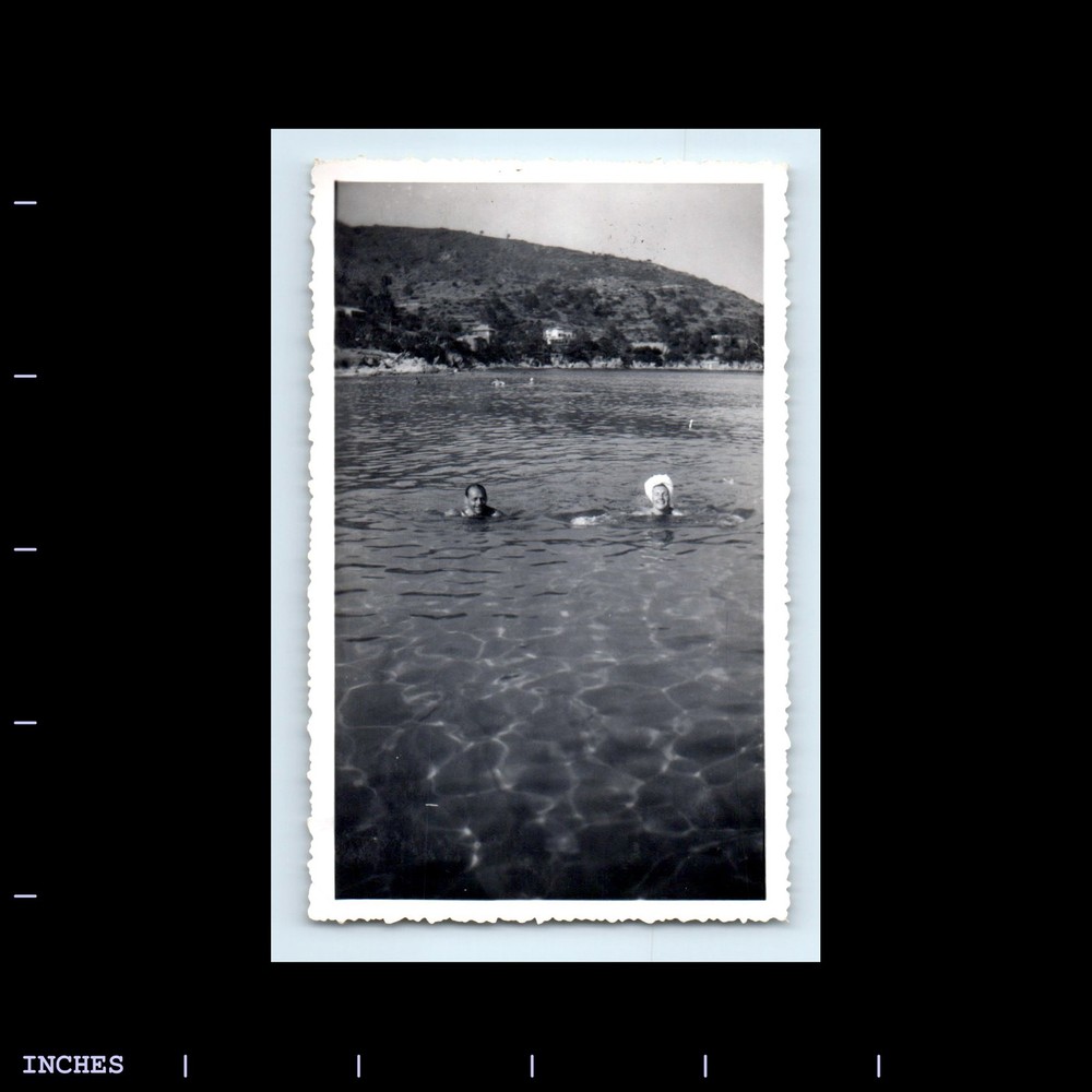 Old Vintage Photo MAN WOMAN SWIMMING IN LAKE