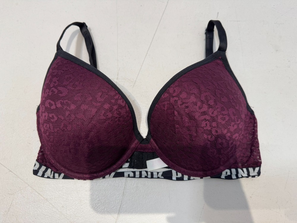 Victoria's Secret PINK Bra Underwired Padded Push Up Bra Size 32DD Purple