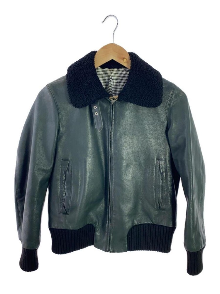 Men's Car Grey Goat Leather Drawer Jacket Blouson Size 36
