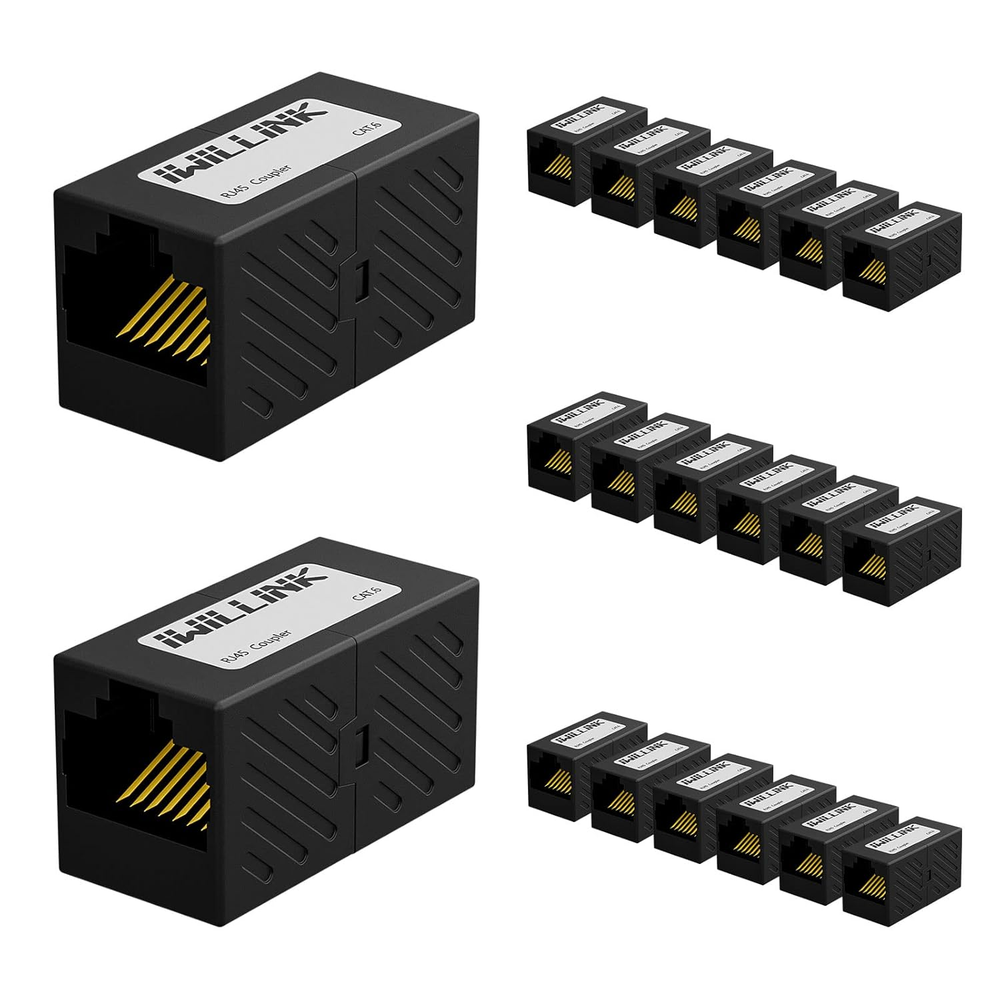 RJ45 Coupler Ethernet Connector, Female to Female RJ45 Connector for Cat7 Cat6 C