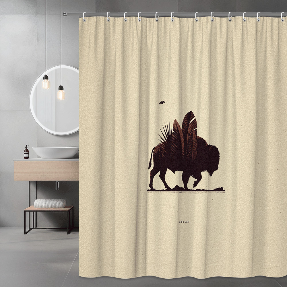 Bison Desert Silhouette Shower Curtain Graphic Print