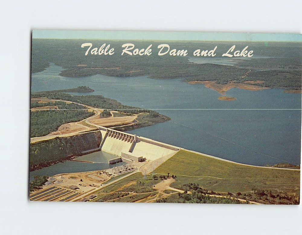Postcard Aerial View of Table Rock Dam and Lake in the Ozarks USA