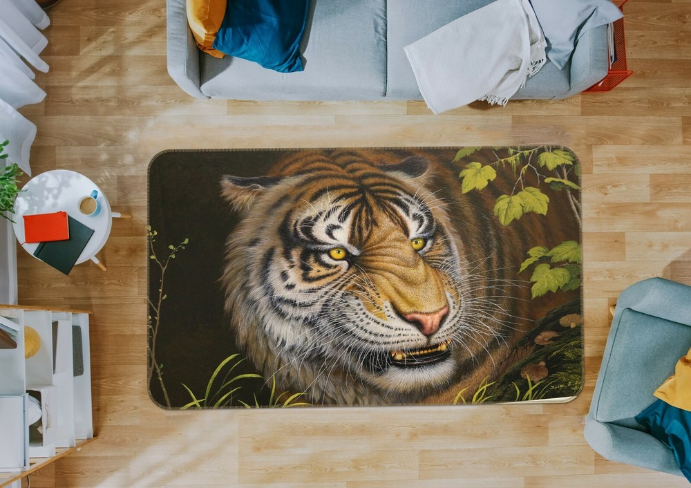 3D Hand Painted Tiger O3070 Animal Non Slip Rug Mat Elegant Photo Carpet Fay