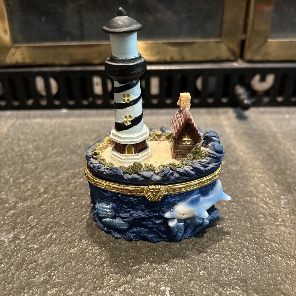 Light House Trinket Box with house and dolphin