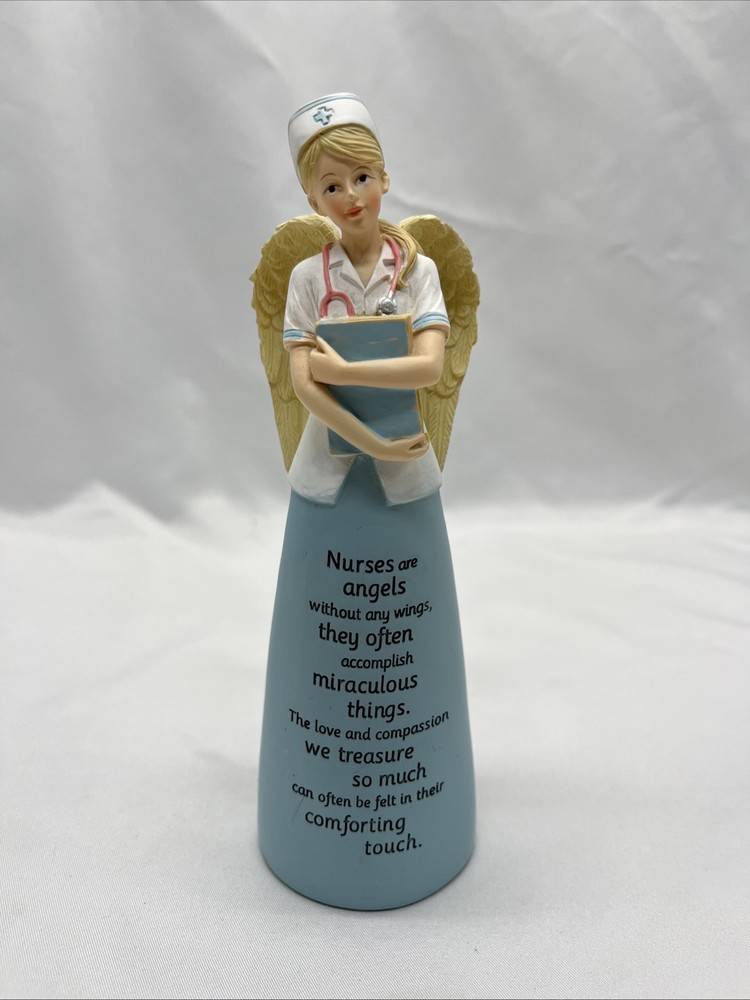 Nurses are Angels Without Wings Blue 6.5 Inch Resin Tabletop Angel Figurine