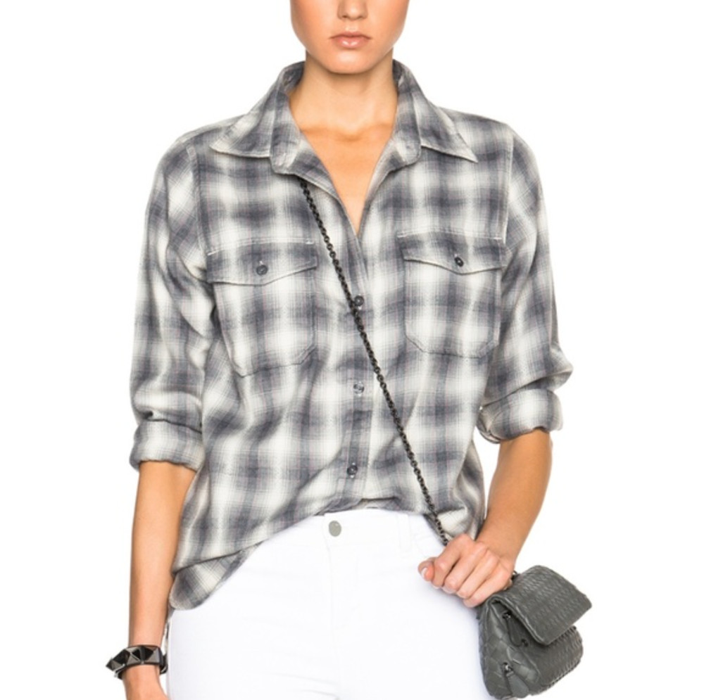 Current/Elliott Women's Perfect Shirt Dakota Plaid L/S Flannel Size 2/Medium