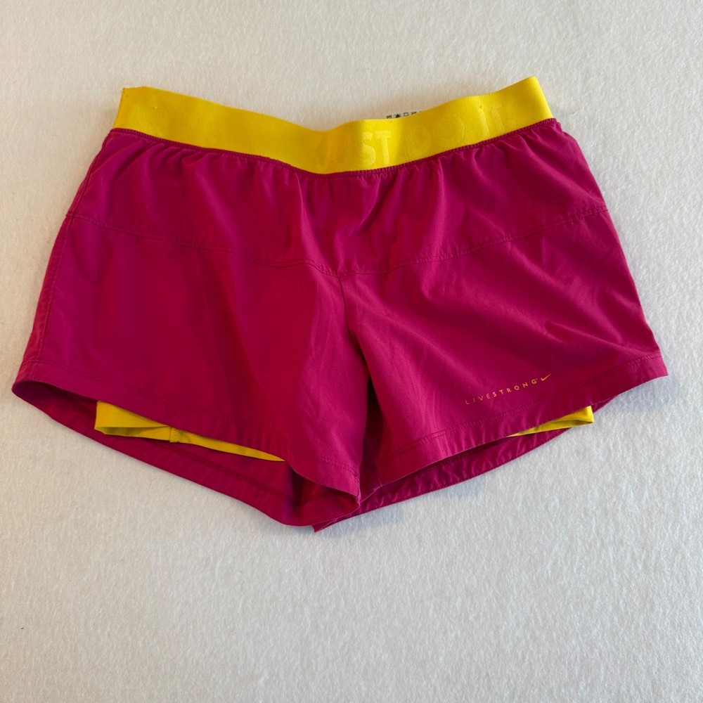 Nike Livestrong Running Shorts Womens Medium Pink Yellow