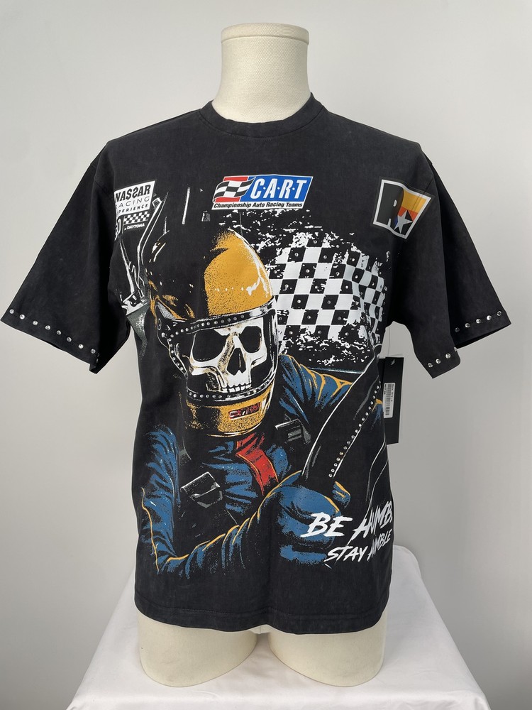 Elite Mens T-Shirt Black Size L Fast Heavy Embellished Cotton Short Sleeve