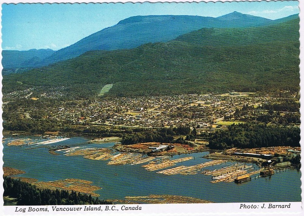 Postcard Log Booms Vancouver Island British Columbia BC