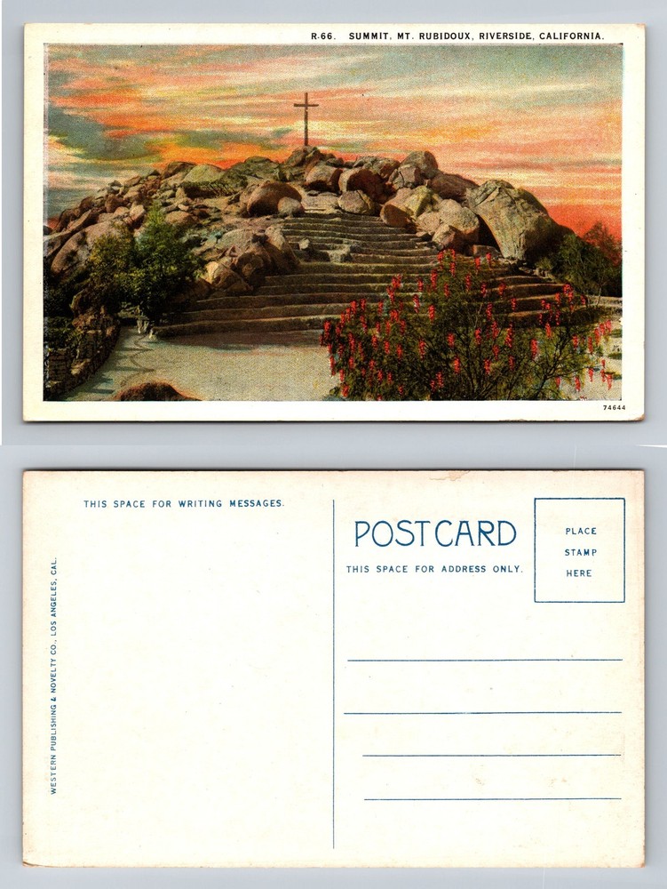 Riverside, CA-California Mt. Rubidoux Summit Cross Sunset Scene Vintage Postcard