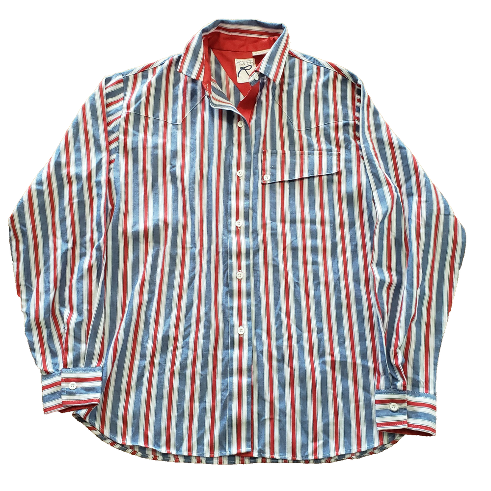 Vintage Roper Western Shirt Red Striped Cowboy Rodeo Top Women's Size 11/12 Small