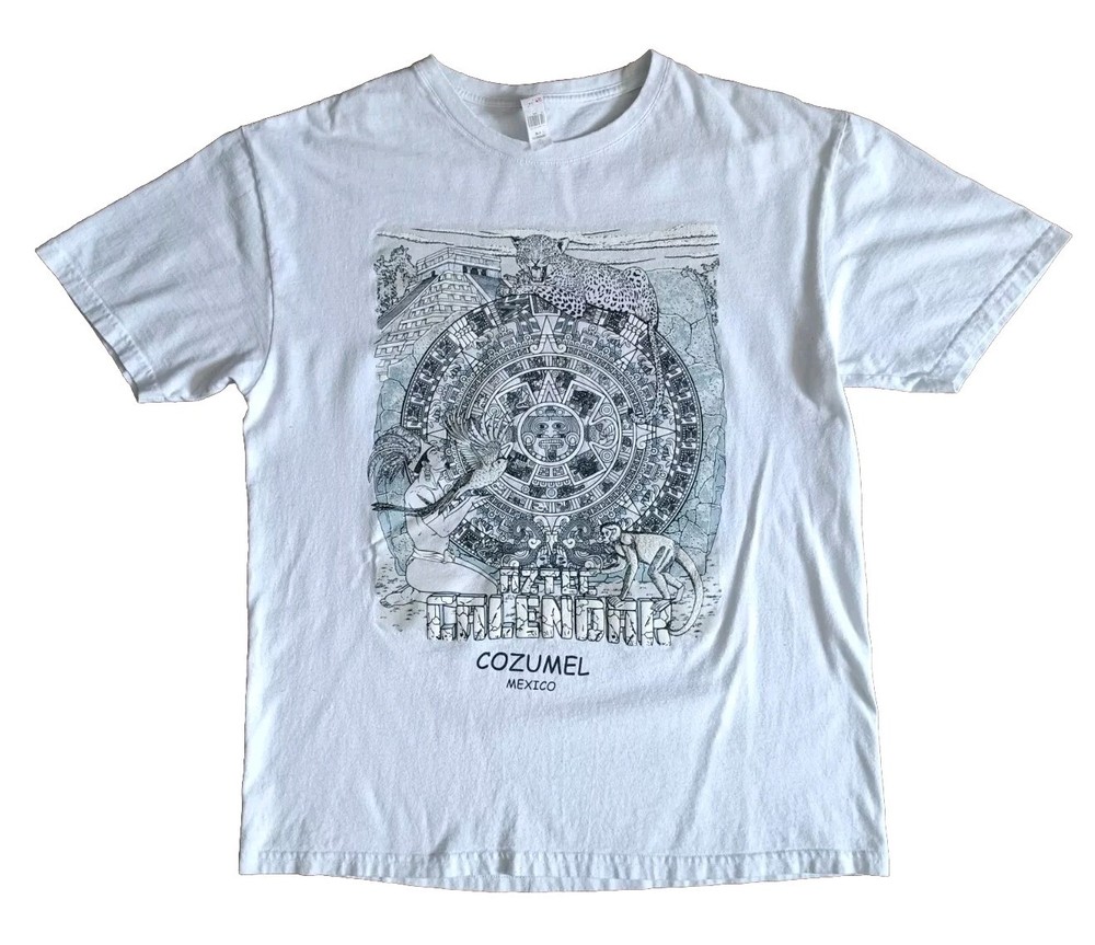 Vintage Cozumel Mexico T-Shirt Mens Medium White Short Sleeve