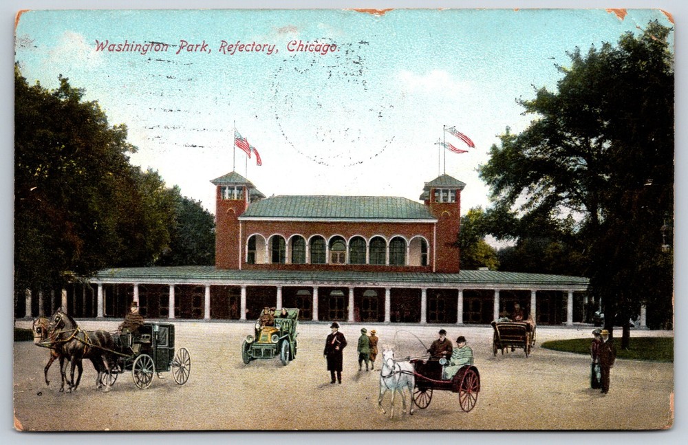 Postcard Washington Park, Refectory, People, Chicago, Illinois Posted 1909