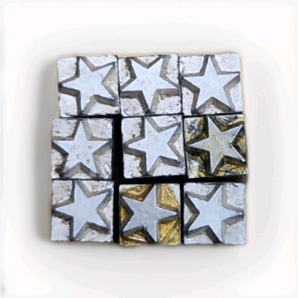 9 Piece Antique Metal Letterpress Print Block Stamps Star Set Lot Vintage