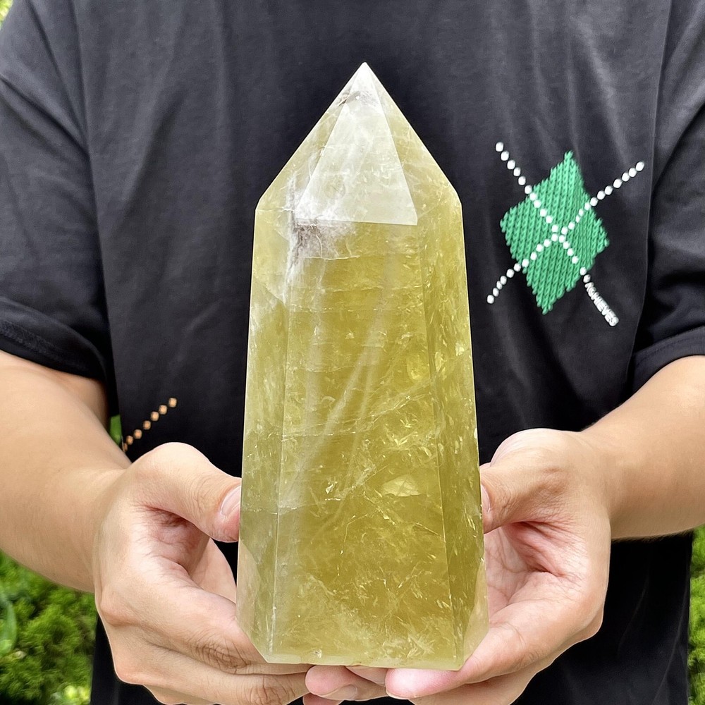 2.77LB Natural Citrine Smoky Quartz Obelisk Healing Crystal Pillar