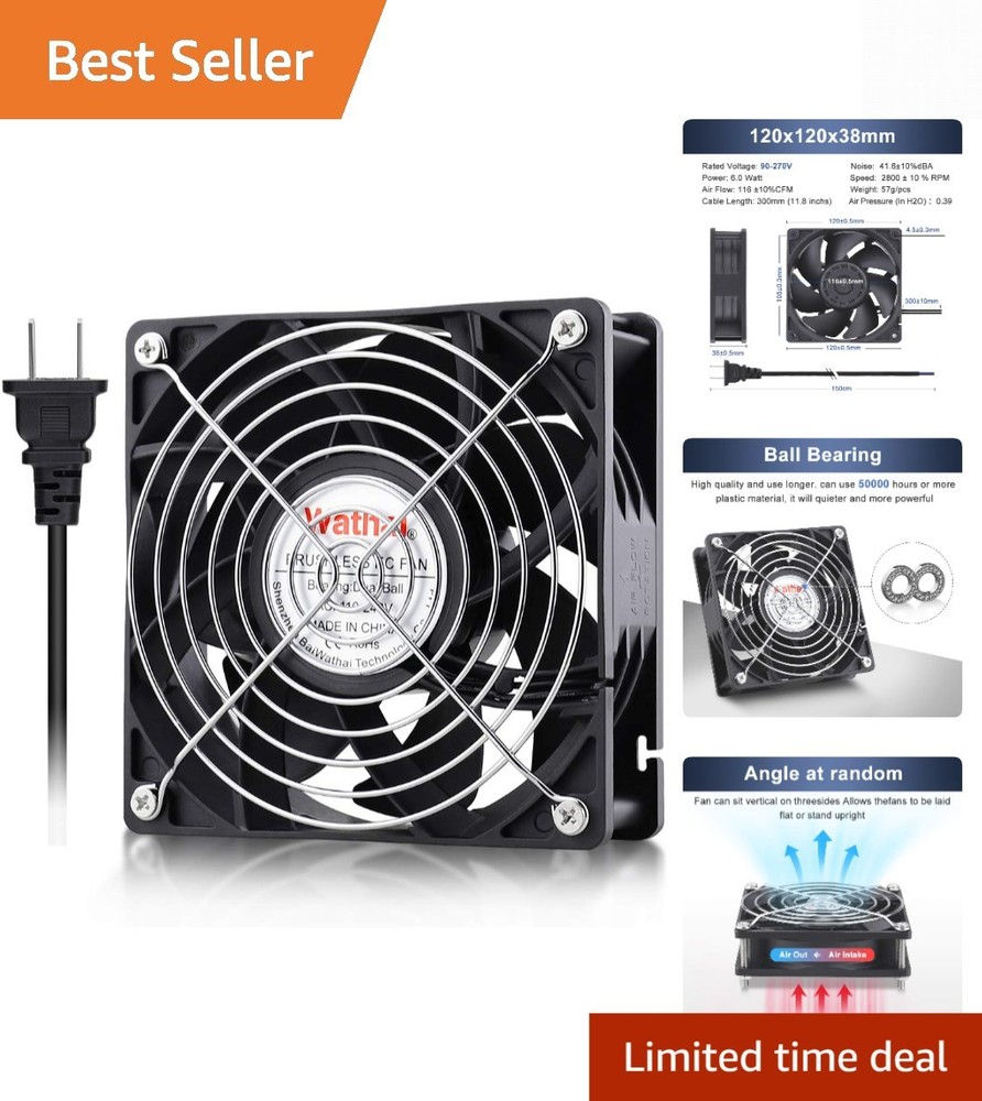 EC Industrial Case Fan 120mm x 38mm Ball Bearing 116 CFM AC 110V 115V 120V 22...