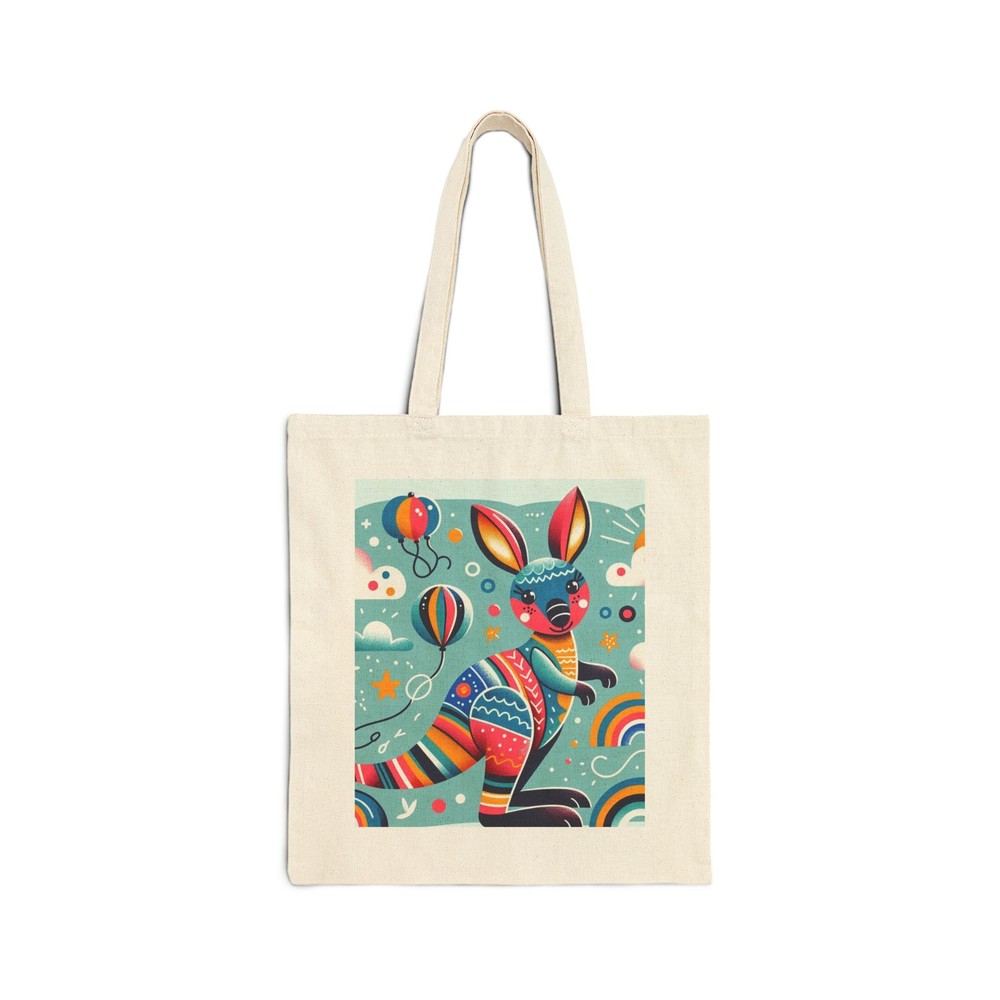 Colorful Kangaroo Cotton Canvas Tote Bag for Everyday Use or Gifting