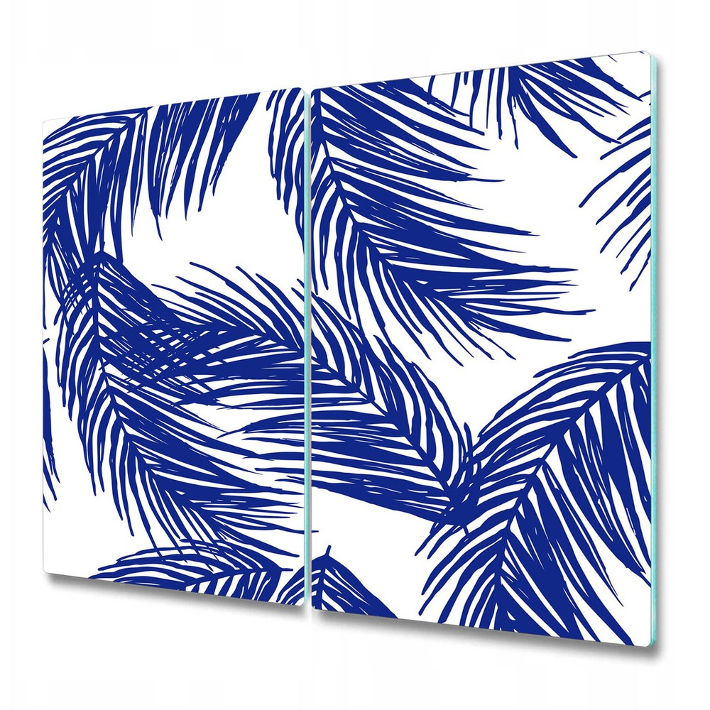 Glass Chopping Cutting Board Navy palm leaf Tropical art print Modern 2x30x52