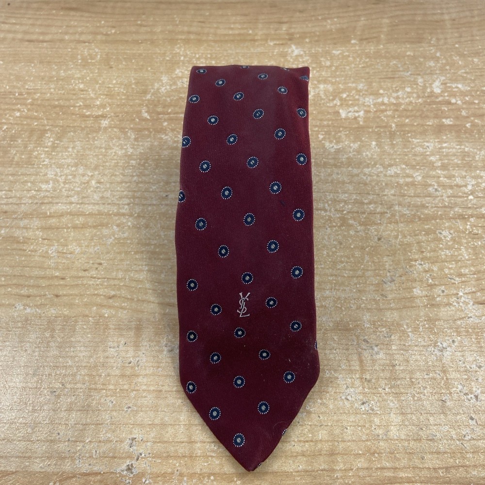 Yves Saint Laurent 100% Silk Tie Handmade YSL