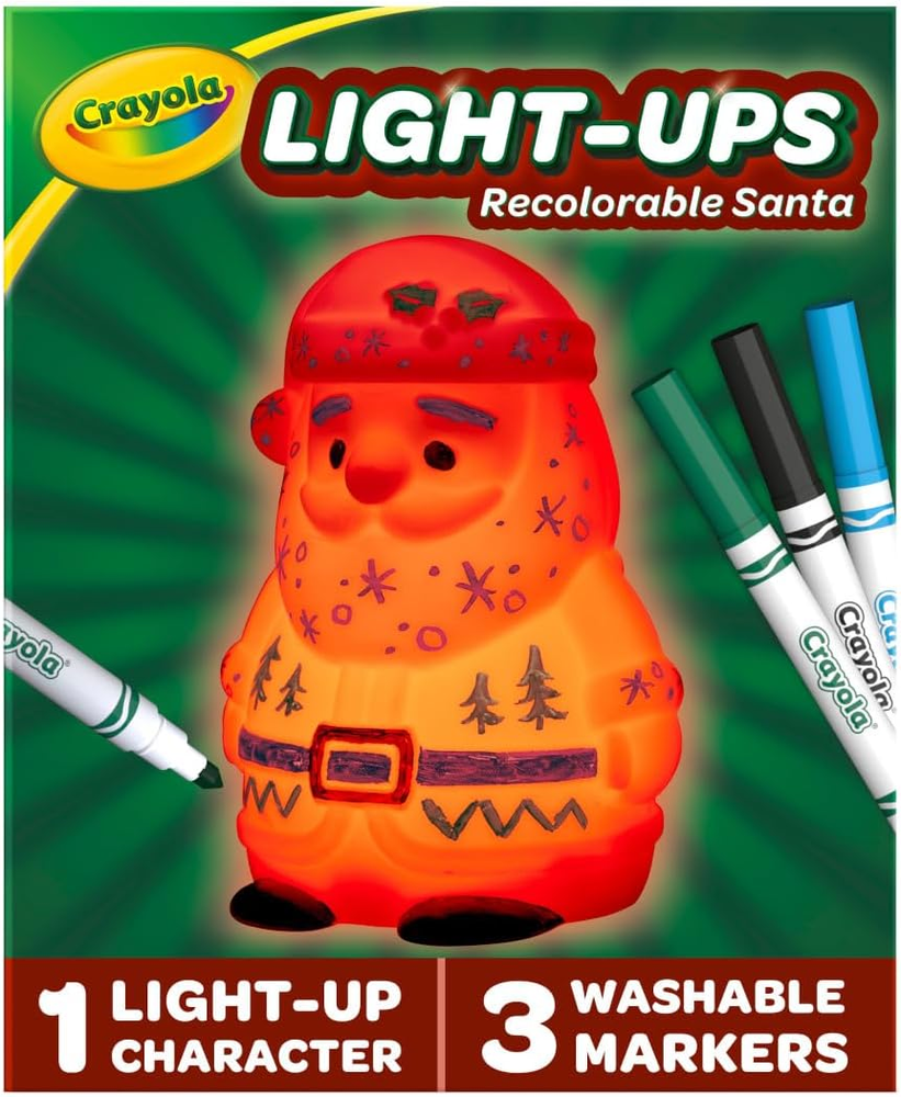 Light-Ups - Santa, Light up Santa Toy, Reusable Holiday Craft, Glow in the Dark,