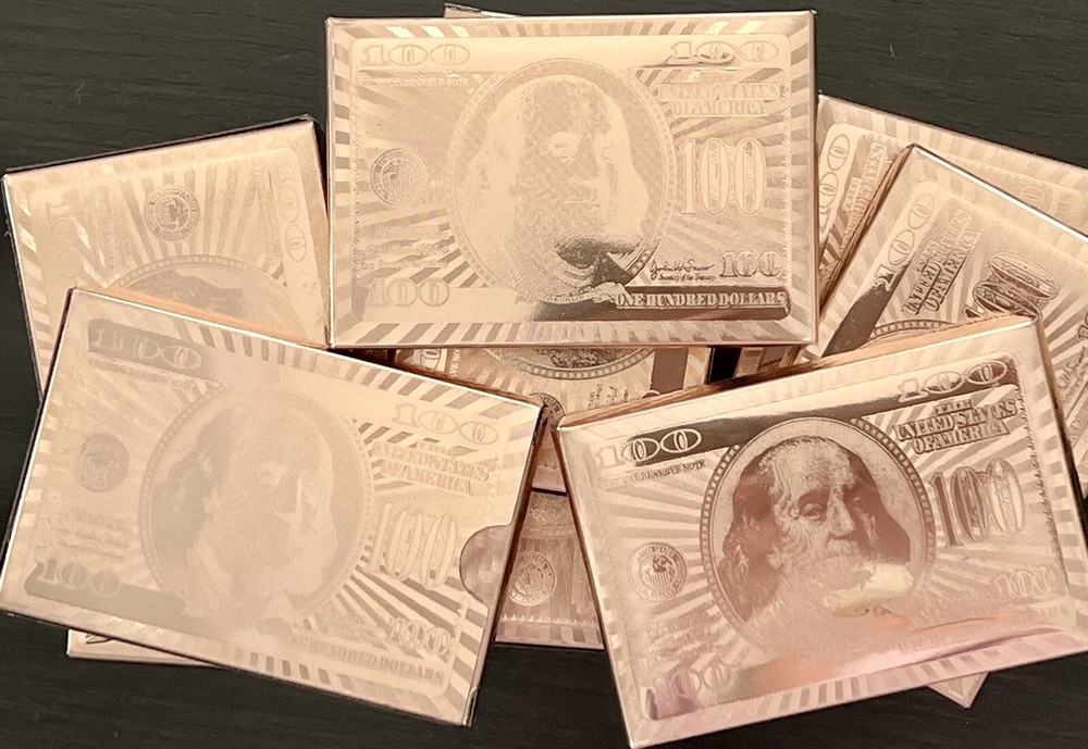 Lot of 10 Rose Gold Foil Playing Cards WaterProof Scratch Resistant Metallic