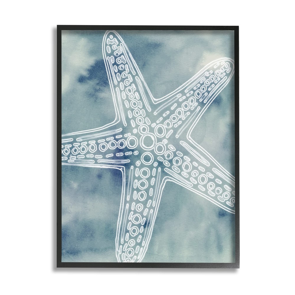 Detailed Starfish Pattern Circles Blurred Watercolor Background, Design by Zi...
