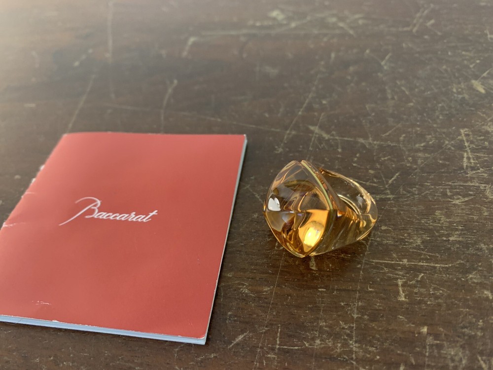 Baccarat Crystal Ring Orange POP Gold Trim (Size :55 )