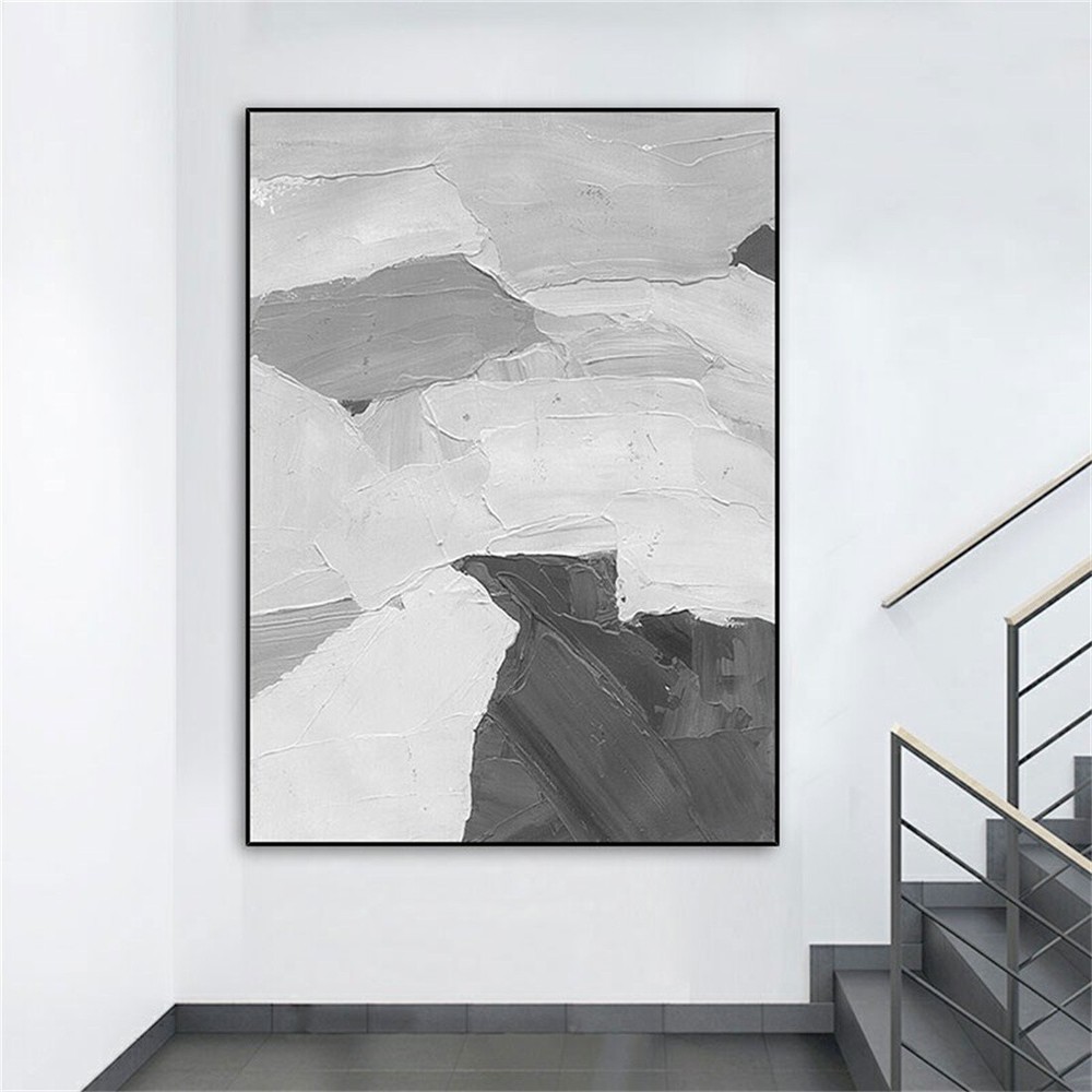 Handmade Painting Corridor Large Size Large Decorative Painting Black and White