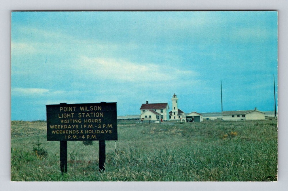 Point Townsend WA-Washington, Point Wilson Lighthouse, Vintage Souvenir Postcard