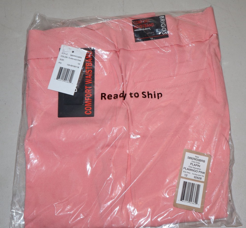 Briggs Comfort Waistband Women's Flamingo Pink Pants Size 12 Casual High Rise
