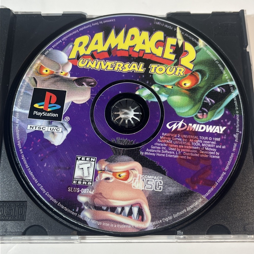 Rampage 2: Universal Tour (Sony PlayStation 1, 1998) PS1 Disc Only