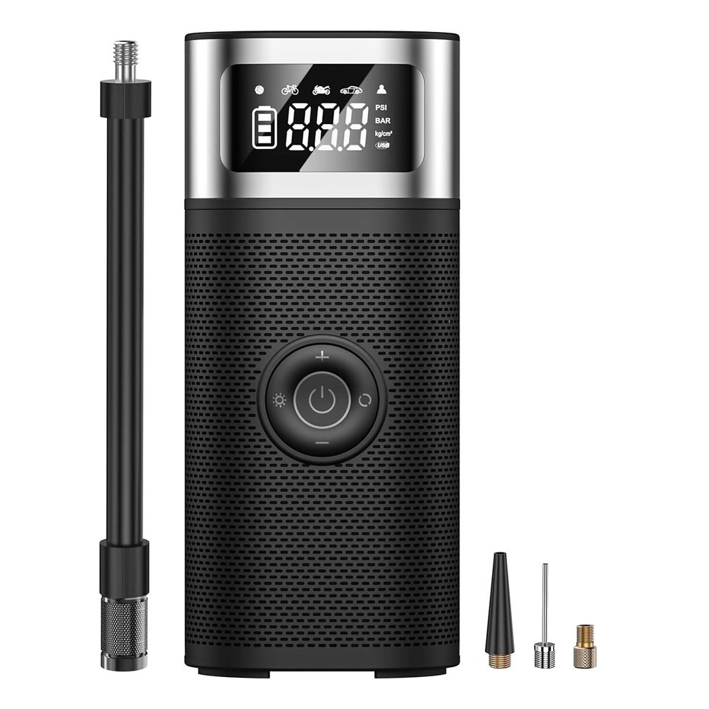 Portable Black LED Digital Air Pump for Cars and Motorcycles 3107