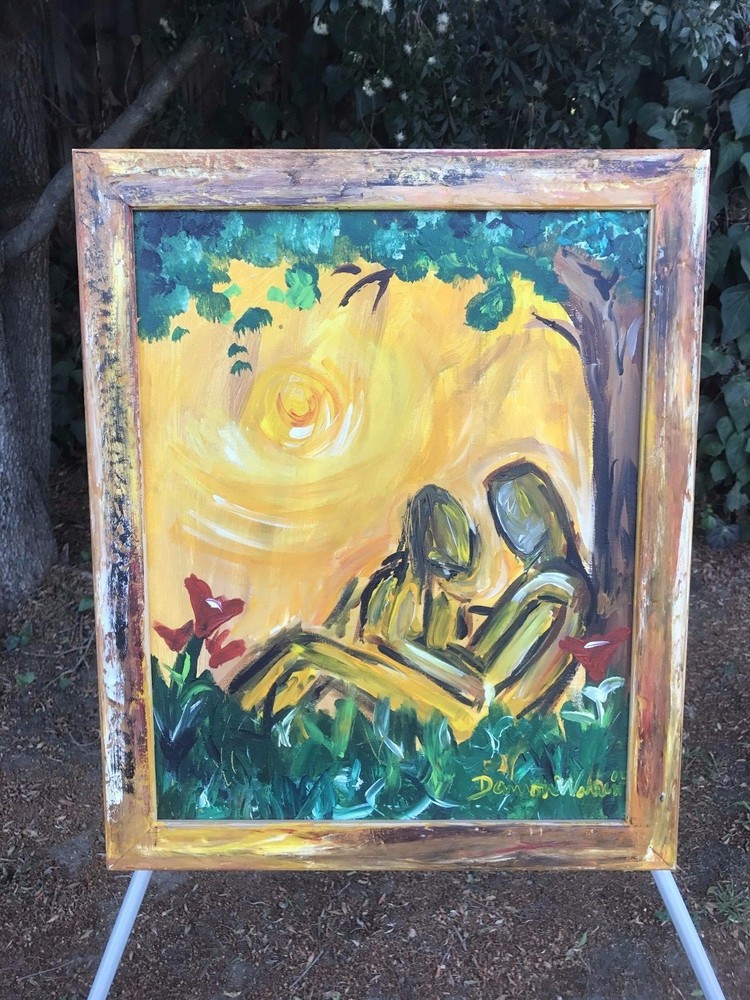 DAMON WARREN Original Signed Modern Abstract Oil on Board Inscribed Art with COA-image